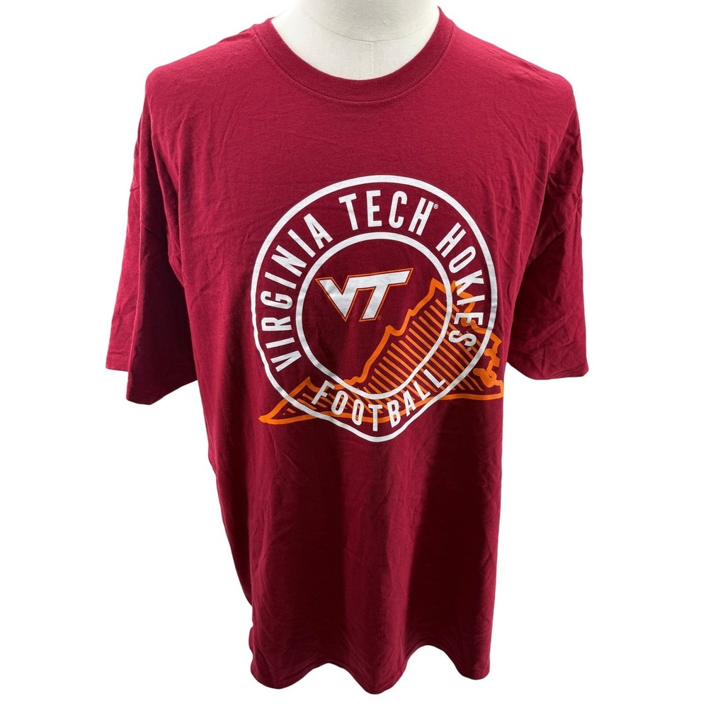 Captivating Virginia Tech Hokies Football Tee Shirt Mens 2XL Maroon NEW